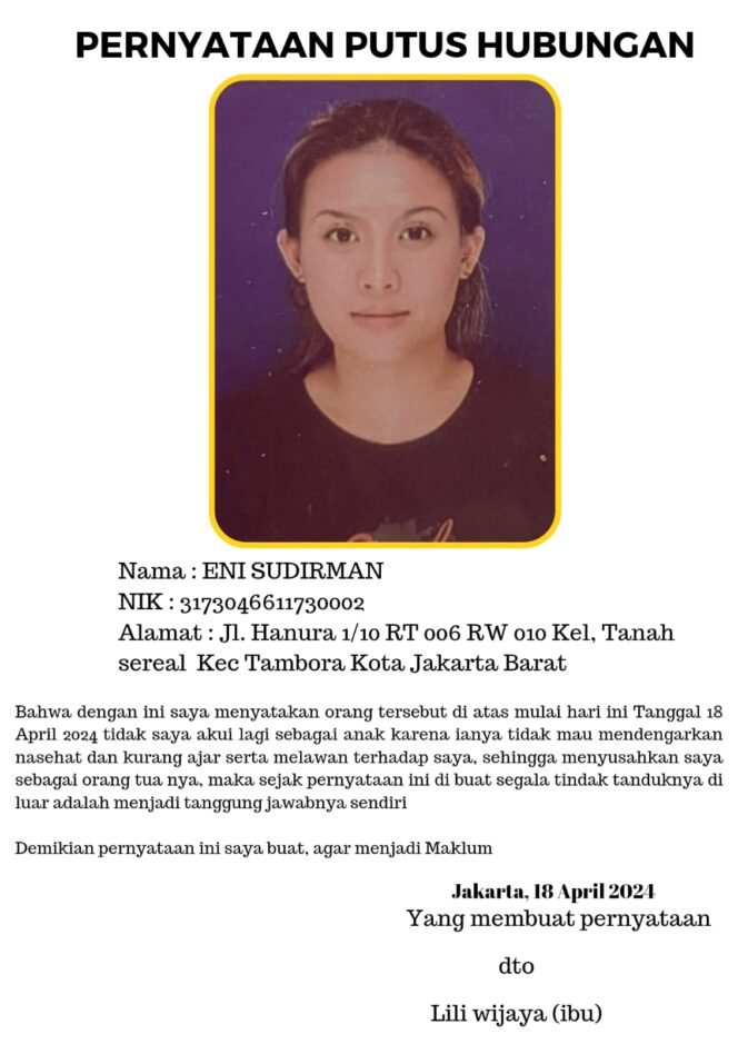 
					Merasa Tidak Didengar Nasihatnya,Seorang Ibu Merasa Kesal dan Memutuskan Hubungan Dengan Anaknya
