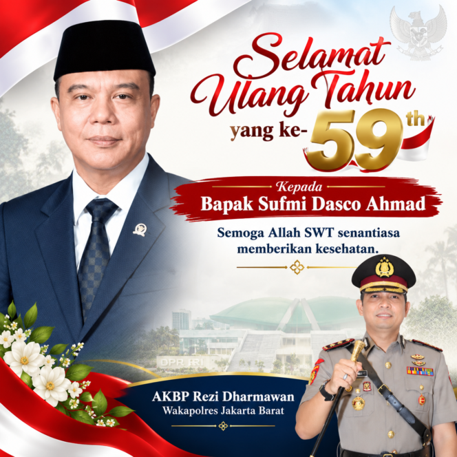 
					AKBP Rezi Dharmawan Sampaikan Ucapan Selamat Ulang Tahun ke-59 untuk Sufmi Dasco Ahmad